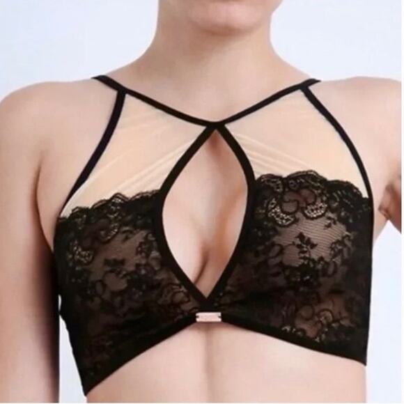 Daydream Nation Persephone Bra Bralette in Black / Pink Size Medium - Picture 2 of 13